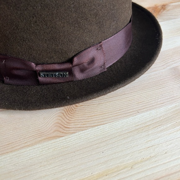 Stetson Cranston Pork Pie Men's Hat in Chocolate Wool Felt Size Medium - Picture 3 of 7